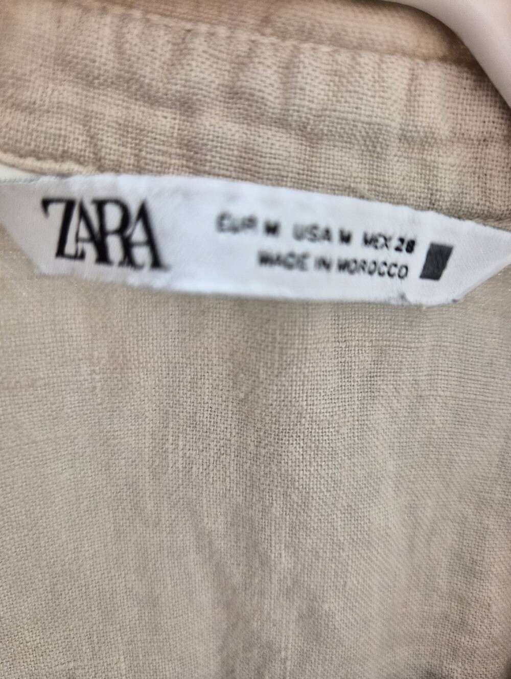 Zara Beige Linen Short-Sleeve Cropped Shirt - Picture 4 of 8
